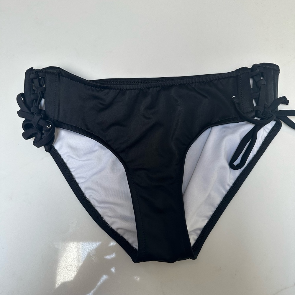 Venus Swim Black Laceup Black Bathing Suit Bottoms, Size 4